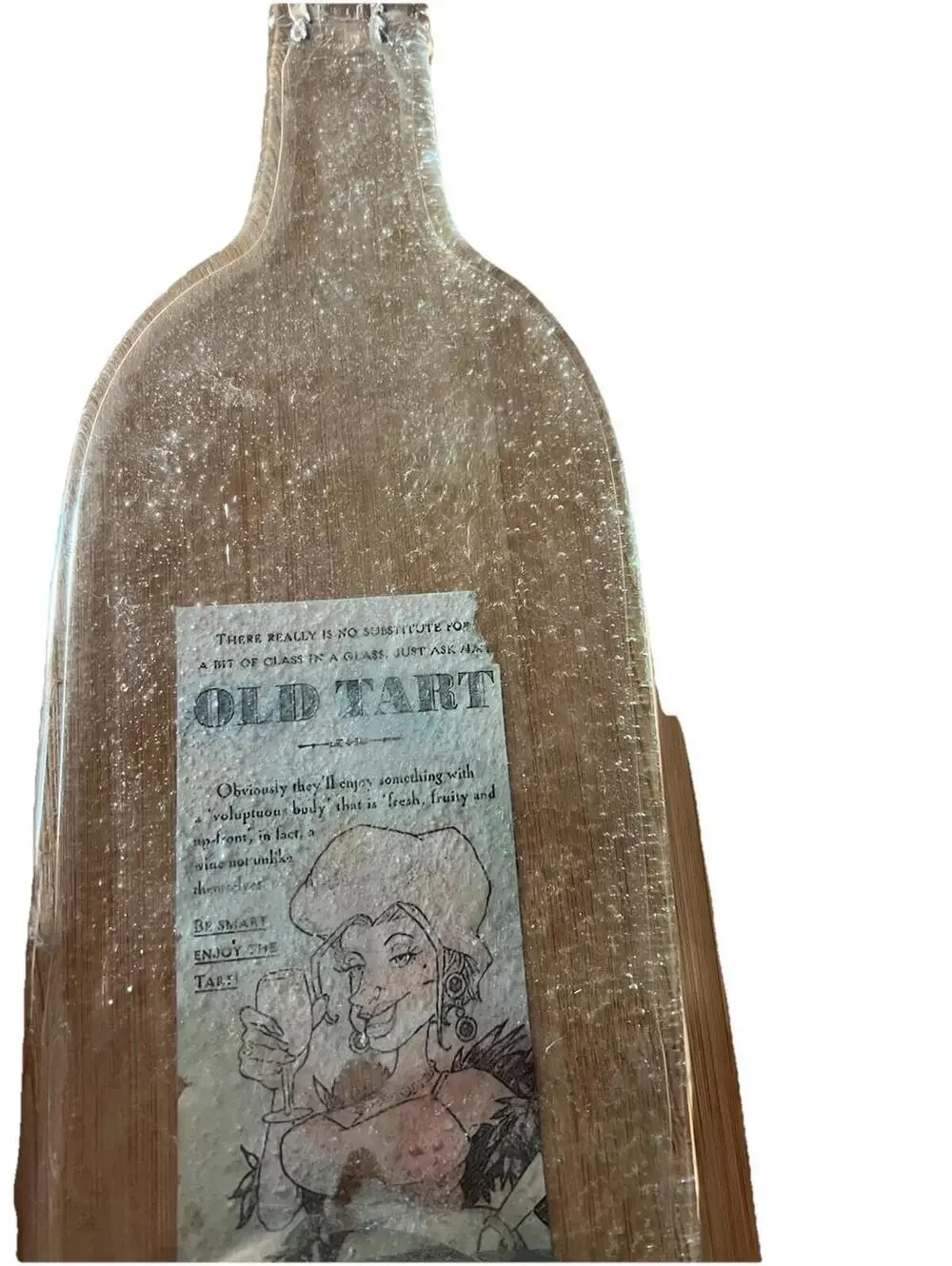 Old Tart handcrafted melted flat wine bottle cheese board/wall hanging